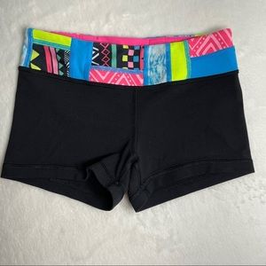 IVIVVA Lululemon Black Neon Stretchy Booty Dance Gymnastic Shorts Girls Size 10